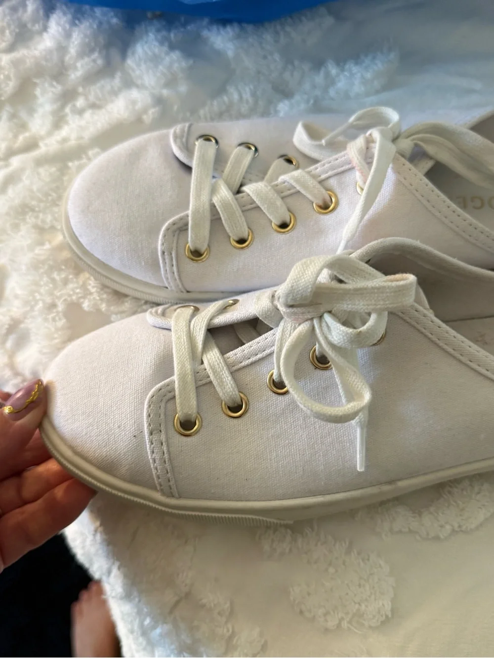 Jack Rogers Cream Canvas Slip-On Lace-Up Sneakers